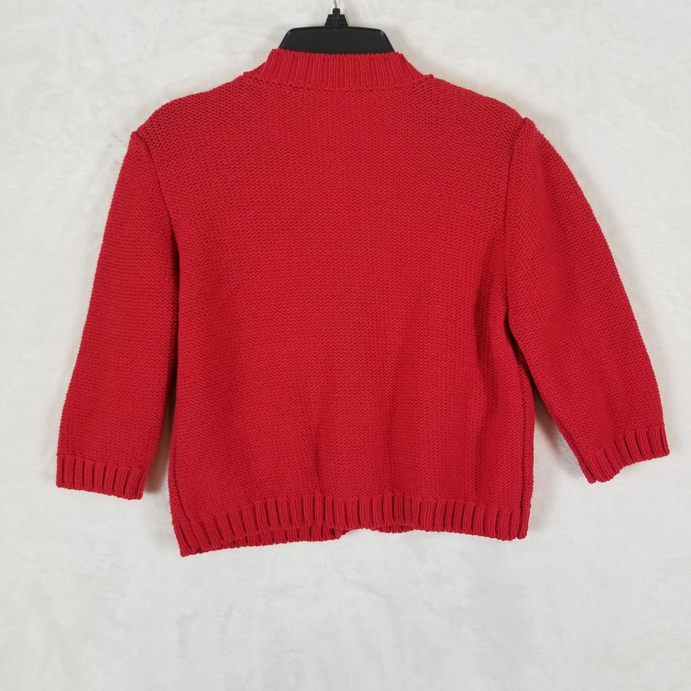 Zara Cardigan Sweater Womens S Red Gold Button Textured Knit Cropped 3/4 Sleeve - Picture 3 of 8